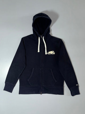 Roots Beaver Logo Zip-Up Hoodie  Navy Blue (L/XL)