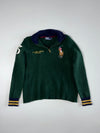 Vintage Polo Ralph Lauren "1st Division RL Regiment" Big Pony Half-Zip Wool Sweater – Forest Green (XS/S)