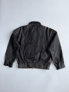 Vintage Black Leather Bomber Jacket (M)