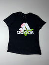 Adidas Black Floral Rose Logo T-Shirt (L)