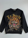 Fully Rhinestone Tiger Graphic Crewneck Sweatshirt | Black (S/M)