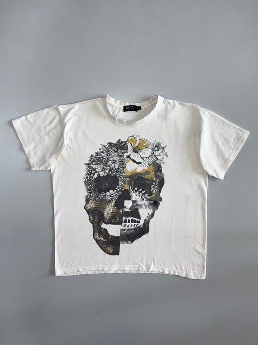 BoohooMAN | Floral Skull Graphic Tee | Off-White (L)