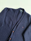 Vintage Polo Ralph Lauren Lambswool Cardigan with Leather Buttons – Navy (L)