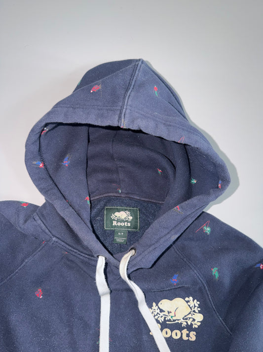 Roots | Navy Print Hoodie | (XS)