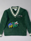 Lacoste Green Cricket V-Neck Sweater – Varsity Croc Patch Edition (XS)