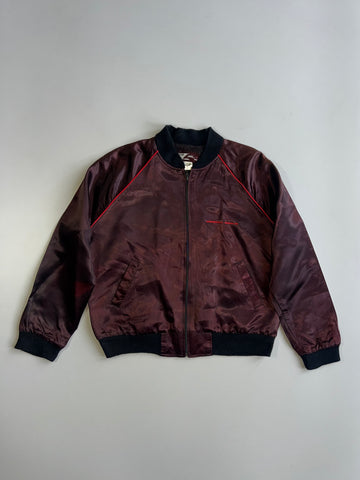 McDonnell Douglas T-45A Goshawk Military Aviation Embroidered Back Patch Acetate Satin Bomber Jacket Burgundy (XL)