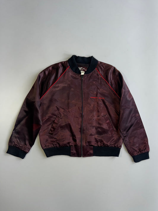McDonnell Douglas T-45A Goshawk Military Aviation Embroidered Back Patch Acetate Satin Bomber Jacket Burgundy (XL)