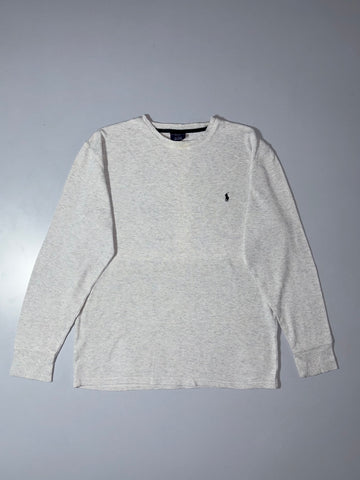 Polo Ralph Lauren Waffle Knit Long Sleeve Thermal Tee  Light Grey (XL)