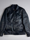 Kenneth Best Leather Genuine Leather Jacket Black, Snap Collar (S/M)
