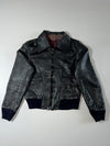 Vintage | Black Leather Bomber Jacket (S)