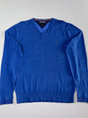Tommy Hilfiger Cotton Silk V-Neck Sweater – Royal Blue (L)