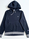 Champion Black Hoodie – Striped Rib Hem & Cuffs – (S)