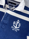 Tommy Hilfiger Navy & White Striped Rugby Polo Vintage Fit (L)
