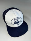 Lacoste Foam Trucker Cap White/Navy – Big Croc Logo, Mesh Back (Adjustable)
