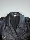 Vintage Black Leather Belted Biker Jacket (M)