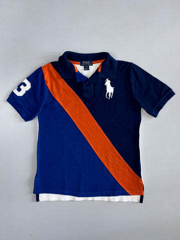 Polo Ralph Lauren Big Pony Diagonal Stripe Polo | Navy & Orange (XS/S)