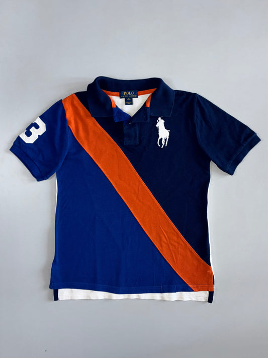 Polo Ralph Lauren Big Pony Diagonal Stripe Polo | Navy & Orange (XS/S)