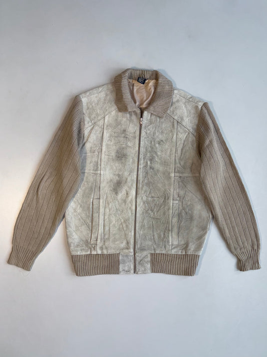 Premium Original Suede Leather And Woollen Sleeve Jacket (XL)