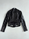 GGPX New York Black Studded Belted Leather Biker Jacket with Leopard Lining,Women’s (XS)