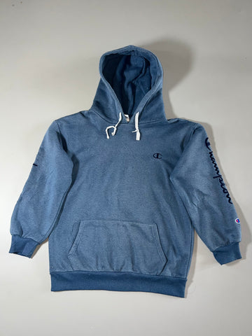 Champion | Blue Heather Sleeve Script Hoodie (M)