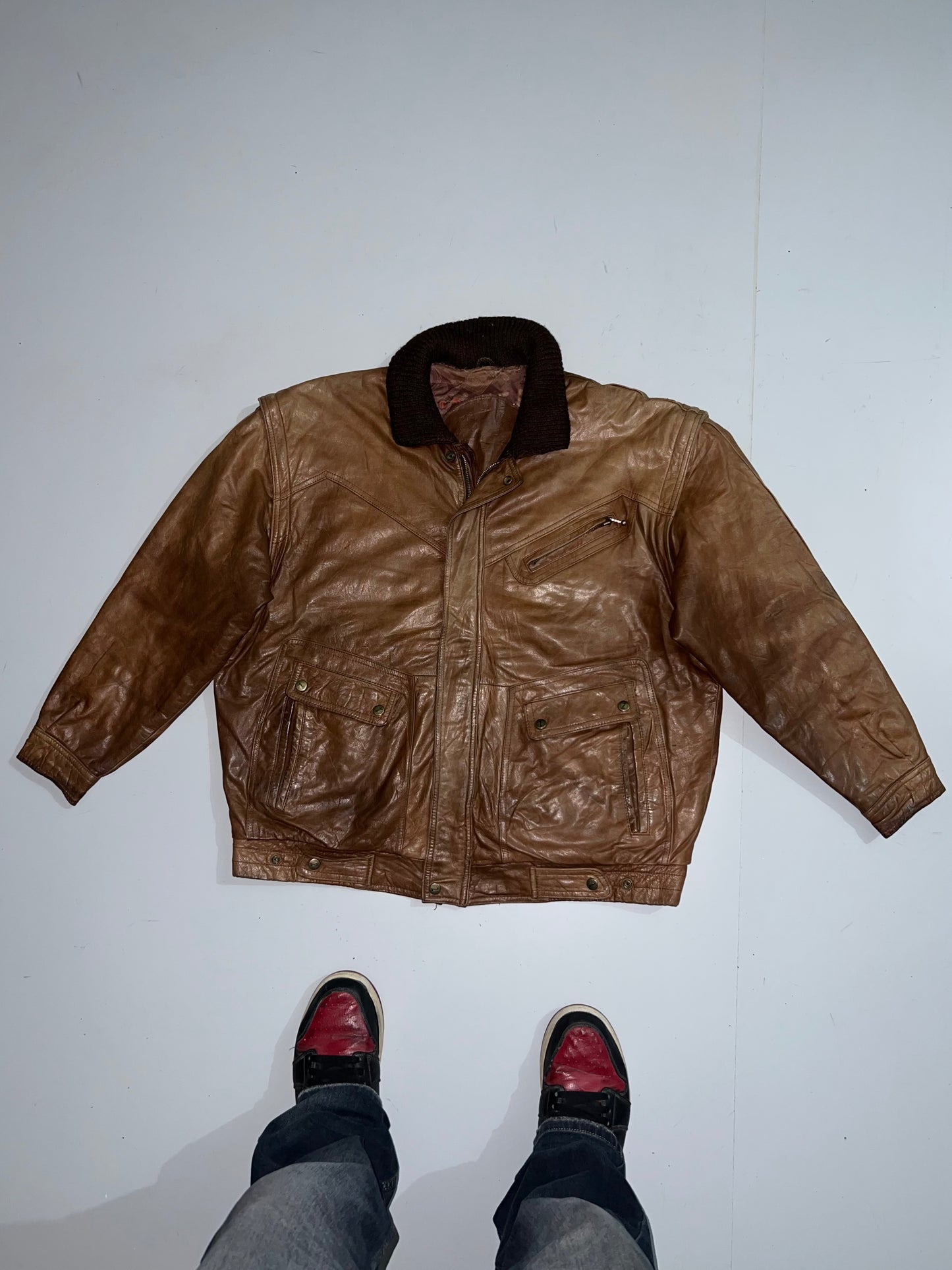 ZDetachable Arms Original Leather Jacket (XL/2XL)