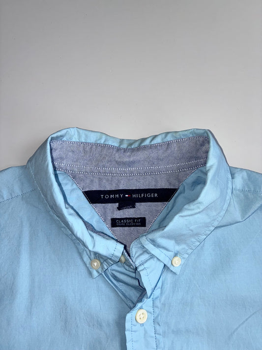 Tommy Hilfiger Light Blue Short Sleeve Button-Down Shirt (Xl)