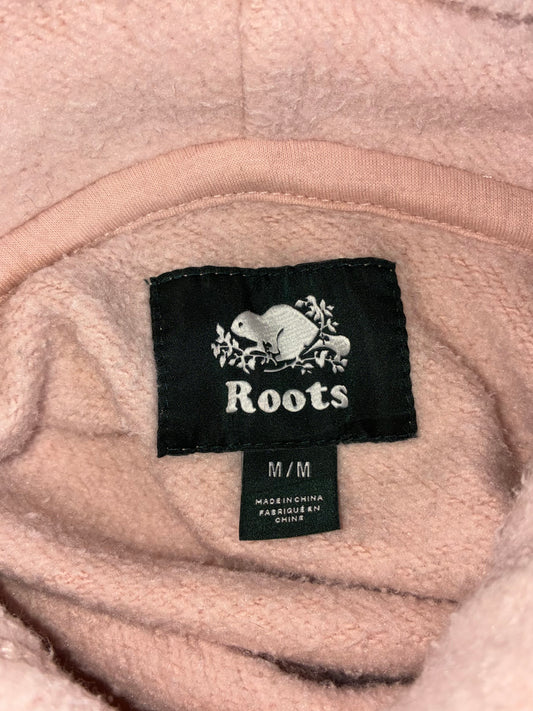 Roots Light Pink Embroidered Logo Pullover Hoodie (M)