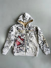 Y2K Print Sherpa-Lined Full Zip Hoodie (M/L)