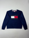 Vintage Tommy Jeans Navy Blue Flag Logo Sweatshirt (XL)