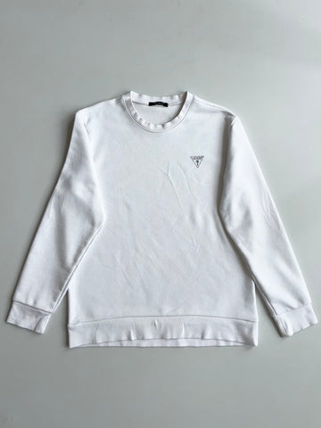Guess White Triangle Logo Crewneck Sweatshirt | Size (M)