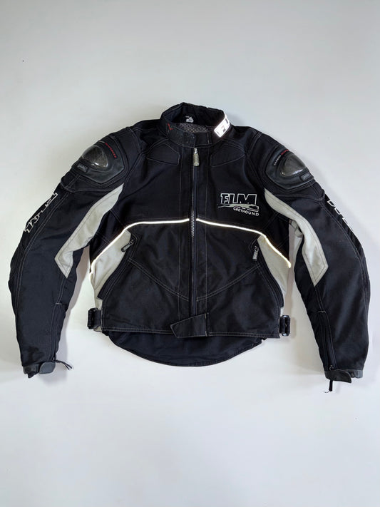 FLM Greyhound Vintage Motorcycle Jacket Carbon Reinforced CE Armor Pads Moto-Core Streetwear (S)