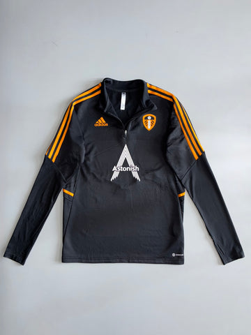 Adidas x Leeds United FC Black & Orange Quarter-Zip Training Top — Aeroready | Astonish Sponsor Jaket (M)
