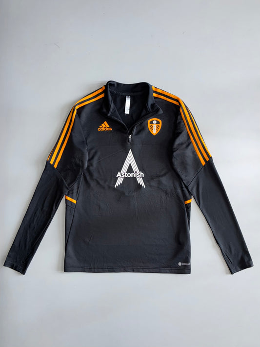 Adidas x Leeds United FC Black & Orange Quarter-Zip Training Top — Aeroready | Astonish Sponsor Jaket (M)