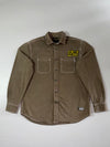 Pull&Bear Streetwear Work Shirt – Olive Contrast Stitch (L)