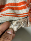 Lacoste Quarter-Zip Striped Knit Sweater, Cream with Orange, Mustard & Navy Stripes (S/M)