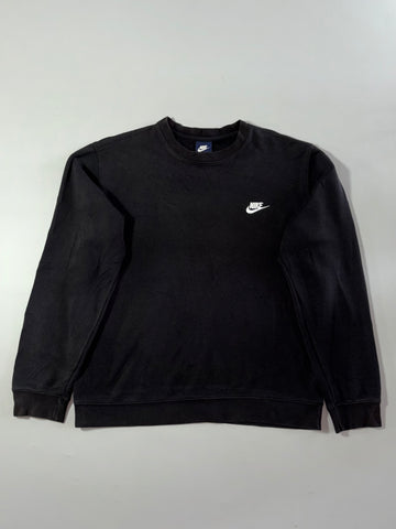 Nike Club Black Embroidered Swoosh Crewneck Sweatshirt (XL)
