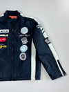 “V.H.P.G Polo Racing Jacket – Multi Patch  | Embroidered Logos | Statement Back Graphic | Rare Vintage Streetwear” (L)