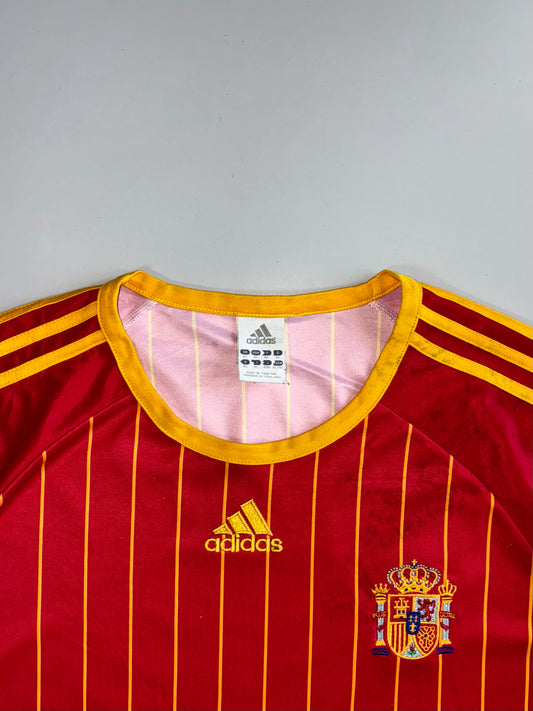 Adidas Spain National Team Climalite Gold Pinstripe Red Short Sleeve Football Training Jersey  (XL)