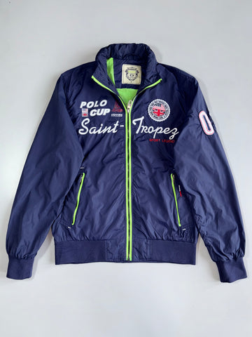 Nagata Collection Saint-Tropez Polo Cup Navy Sailing Bomber Jacket with Hidden Hood (L)