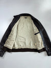 Dark Brown Leather Harrington Jacket (L)
