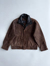 Cruze Brown Pure Leather Jacket (Black Leather Collar) (L)