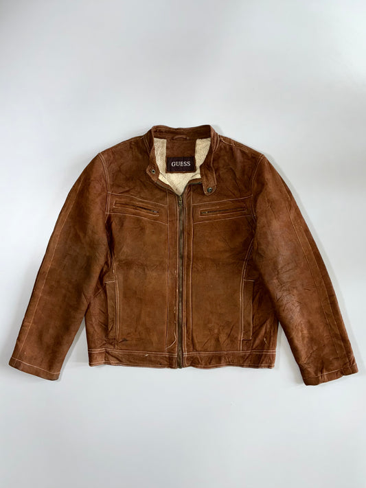 Guess Premium Original Leather Jacket (Furr Inside) (M)