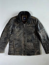 Engbers Distressed Brown Leather Jacket with Shearling Collar Jacket (L)
