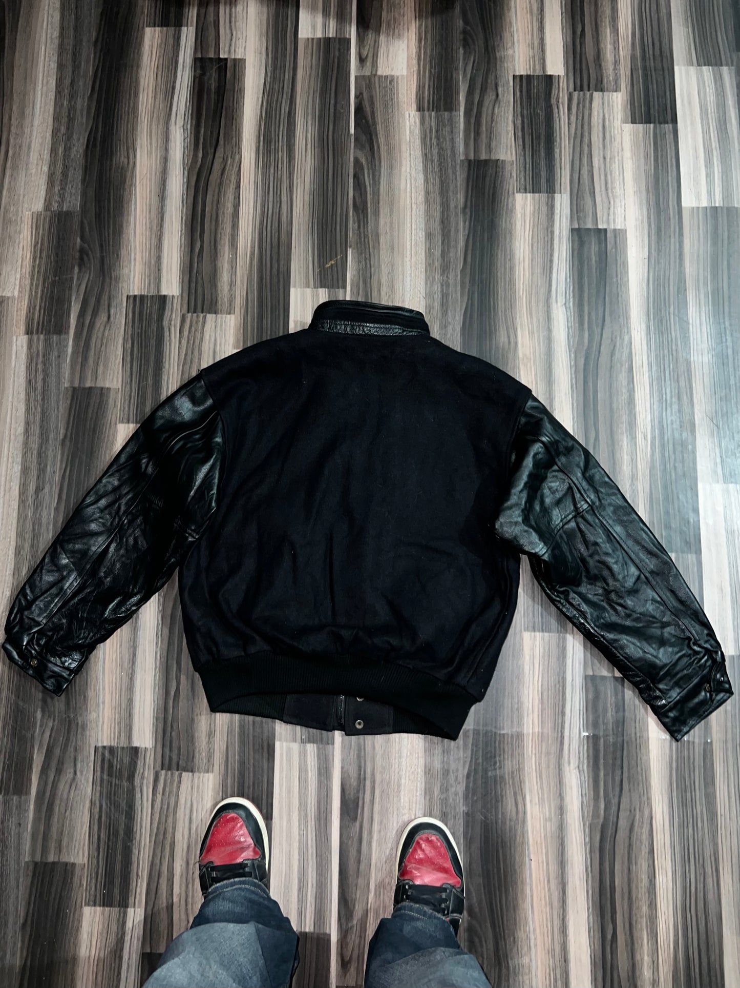 ZUltra Premium Original Leather Sleeve Varsity Jacket (L/XL)