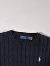 Polo Ralph Lauren Navy Cable Knit Crewneck Sweater – White Pony – (XS)