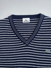 Lacoste Navy Stripe V-Neck Sweater (XL)