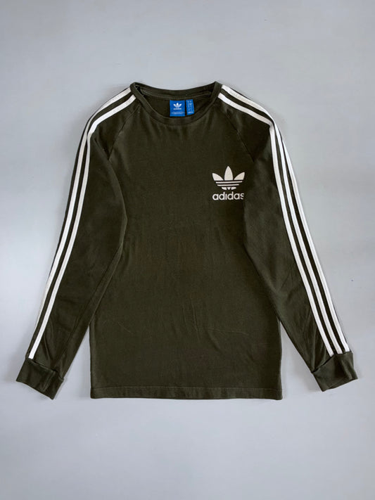 Adidas Originals 3-Stripe Long Sleeve Tee – Olive (XS)