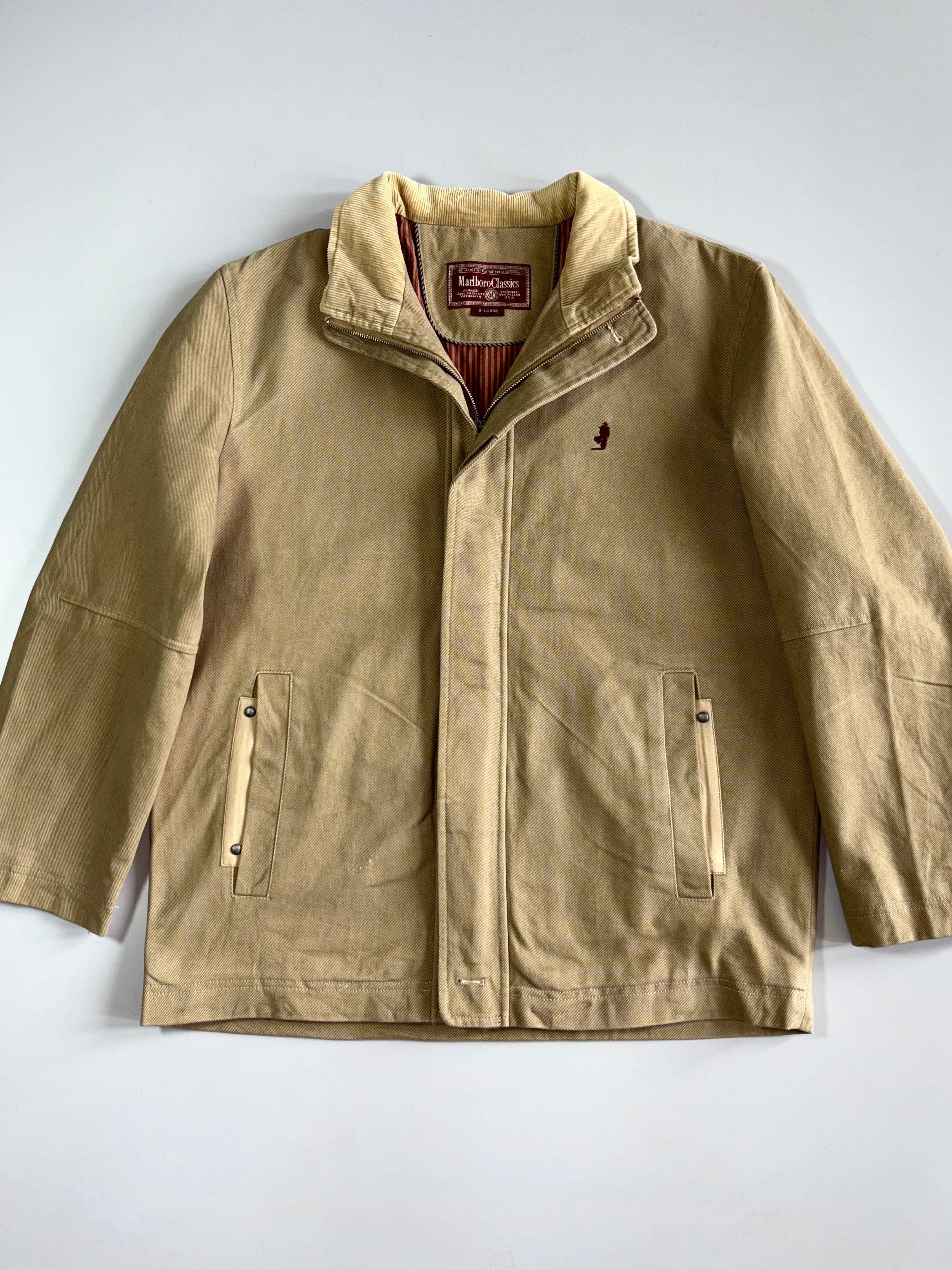 Vintage Marlboro Classics Canvas Jacket Khaki Corduroy Collar