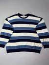 Lacoste Navy Blue Cream Striped Knit Sweater (2XL/3XL)