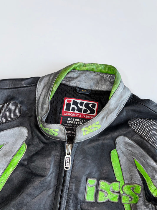 IXS Motorcycle Fashion | Aggressive Colorblock | Leather Moto Jacket (Paded)(M)
